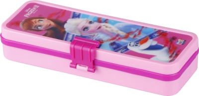 SKI 4153 Celerio Pencil Box with 3D image of Disney Frozen and two layer compartment having Single Simple Clip lock Disney Frozen Art Plastic Pencil Box(Set of 1, Pink)