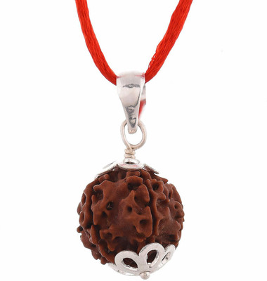NAKSHATRA JUNCTION Real and Natural Six Faced Rudraksha 6 Mukhi Rudraksha Pendant Kavach Nepali Rudraksha with Silver Cap Wood Pendant