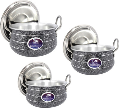 bartan hub Cook and Serve Kitchen Handi Combo set of 3 (1.5 L , 2.5 L , 3.5 L ) Handi 1.5 L, 2.5 L, 3.5 L with Lid(Aluminium)