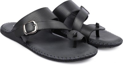 one8 By Virat Kohli Wingman Light-weight Comfortable Leather Slippers/Chappals Men Sandals(Black , 9)