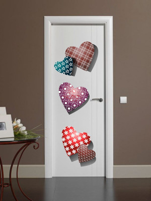 VCREATE DECOR 58 cm Heart Door Sticker Removable Sticker(Pack of 3)