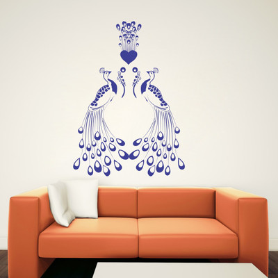 VCREATE DECOR 58 cm Peacock Removable Sticker(Pack of 1)