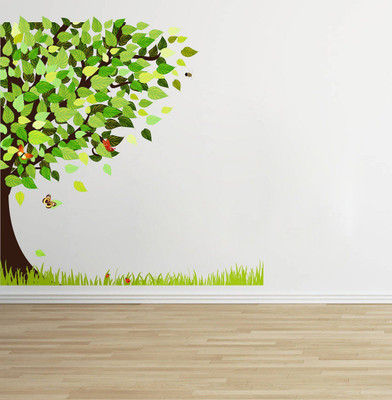VCREATE DECOR 58 cm Tree Leaf Removable Sticker(Pack of 1)