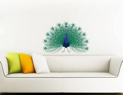 VCREATE DECOR 58 cm Peacock Removable Sticker(Pack of 1)