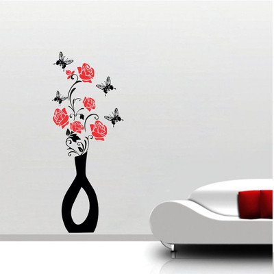 VCREATE DECOR 33 cm FLOWER POT Removable Sticker(Pack of 1)