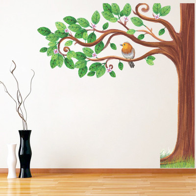 VCREATE DECOR 58 cm Birds & Tree Removable Sticker(Pack of 1)