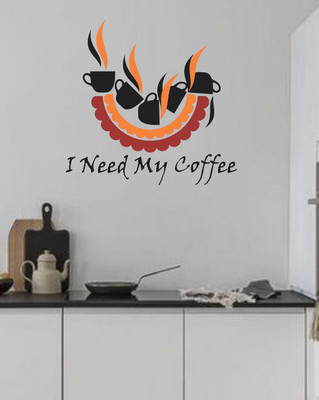 VCREATE DECOR 58 cm I Need My Cofee Removable Sticker(Pack of 1)