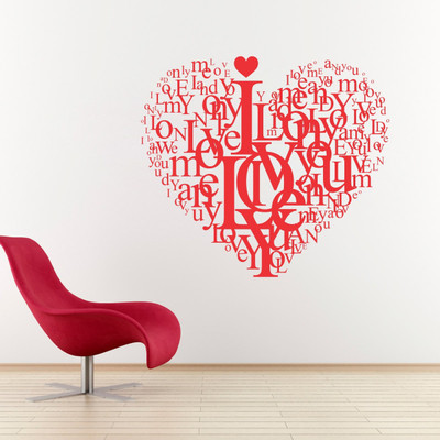 VCREATE DECOR 58 cm Love heart Removable Sticker(Pack of 1)