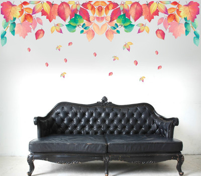 VCREATE DECOR 58 cm Colorful Leafs Removable Sticker(Pack of 1)