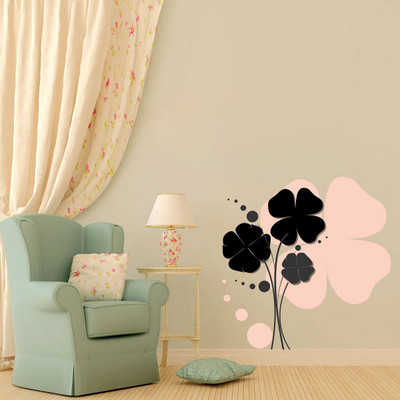 VCREATE DECOR 58 cm Pink Flower Removable Sticker(Pack of 1)