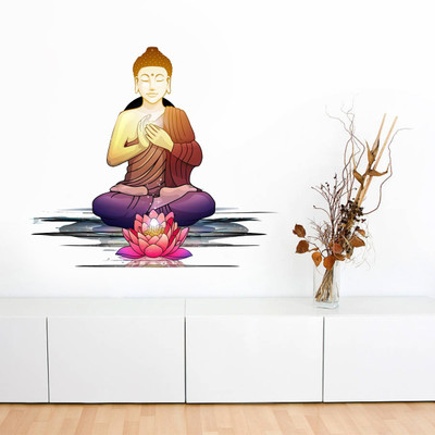 VCREATE DECOR 58 cm BUDHA Removable Sticker(Pack of 1)