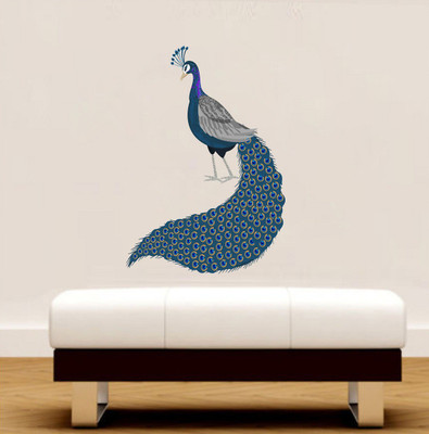 VCREATE DECOR 58 cm Peacock Removable Sticker(Pack of 1)