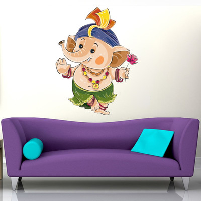 VCREATE DECOR 58 cm Lord Ganesha Removable Sticker(Pack of 1)