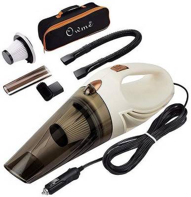 Owme Car Vacuum Cleaner With Device Portable and High Power Plastic 12V Stronger Suction For all types Wet And Dry With Carry Bag High Power Wet & Dry Portable Car Vacuum Cleaner