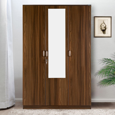 Nilkamal Teana Engineered Wood 3 Door Wardrobe(Finish Color - Classic Walnut, Mirror Included, Knock Down) Nilkamal Teana Engineered Wood 3 Door Wardrobe(Finish Color - Classic Walnut, Mirror Included, Knock Down)