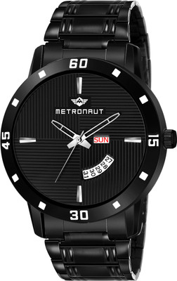 METRONAUT Black Ion Plated Black Dial Functioning Day and Date Black Ion Plated Stainless Steel Bracelet Premium Watch for Men/Boys Analog Watch - For Men