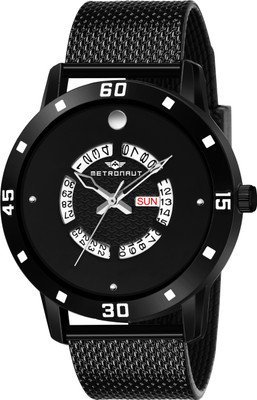 METRONAUT Elegant Black Dial Functioning Day & Date Display Black Patterned Strap Watch for Men/Boys Analog Watch  - For Men