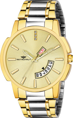 METRONAUT Original Two Tone Gold Ion Plated Gold Dial Day & Date Functioning Two Tone Gold Ion Plated Stainless Steel Bracelet Premium Watch for Men/Boys Analog Watch - For Men