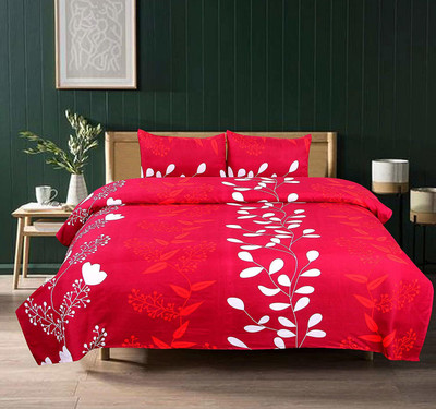 Enjoy Life 144 TC Polycotton Double Printed Flat Bedsheet(Pack of 1, Red)