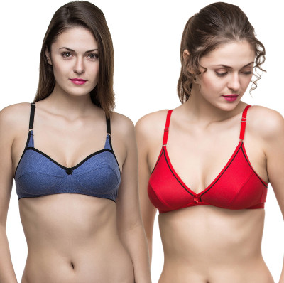 Docare Women Full Coverage Non Padded Bra(Red, Blue)