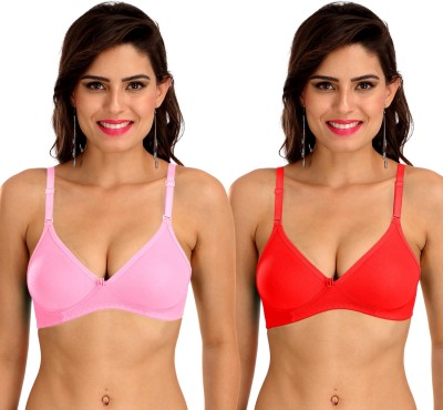 SONA M1001 Women T-Shirt Non Padded Bra(Pink, Red)