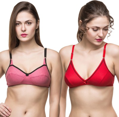 Docare Women Full Coverage Non Padded Bra(Red, Pink)