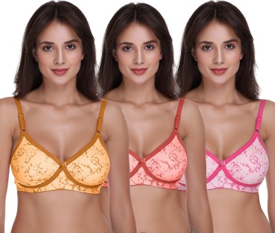 SONA M1010 Women T-Shirt Non Padded Bra(Pink, Yellow)