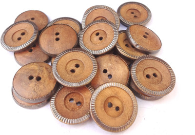 aaryason  Wooden Round Buttons Brass Covered With 2 Holes  for Sewing, Craft and Embroidery(Coffee, 20-Pieces , 2 CM. 20MM) Wooden Buttons(Pack of 20)