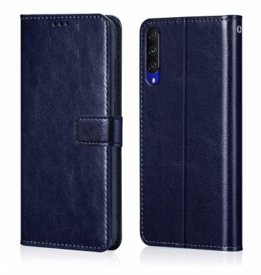Luxury Counter Flip Cover for Xiaomi Mi A3 128GB Premium Quality |Dual Stiched |Complete Protection| Back Cover(Blue, Magnetic Case, Pack of: 1)