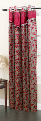 45% OFF on Homefab India 214 cm (7 ft) Polyester Door Curtain Single Curtain(Striped, Maroon)