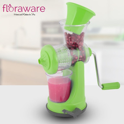 Floraware Plastic Hand Juicer Plastic Fruit and Vegetable hand Juicer With Vacuum Locking System, Green(Green Pack of 1)