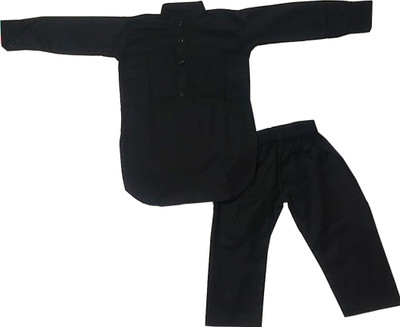 harshvardhanmart Boys Festive & Party Kurta and Pyjama Set(Black Pack of 1)