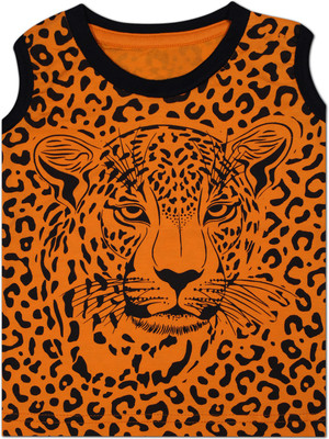 Luke and Lilly Boys Printed Cotton Blend Regular T Shirt(Orange, Pack of 1)