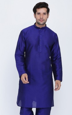 Royal Kurta Men Solid Straight Kurta(Blue)