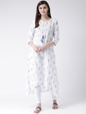 Span Women Printed A-line Kurta(Blue)