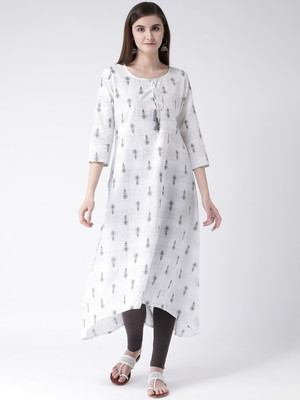 Span Women Printed A-line Kurta(Grey)