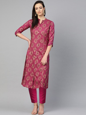 66% OFF on Ishin Women Printed Straight Kurta(Purple, Gold, Black) 66% OFF on Ishin Women Printed Straight Kurta(Purple, Gold, Black)