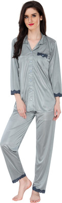 AV2 Women Solid Green Top & Pyjama Set