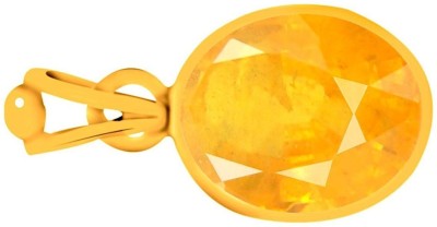 Kevat Gems 6.25 Ratti Certified Yellow Sapphire Pendant/Neckles/Locket (Pukhraj Stone Panchadhatu Pendant) AAA Quality Gemstone for Men & Women Yellow Sapphire Pendant Copper Sapphire Copper Pendant