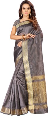 Shaily Retails Solid/Plain Bollywood Silk Blend Saree(Grey)
