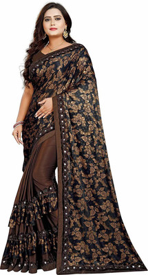 khodal chhaya Printed Daily Wear Lycra Blend Saree(Brown)