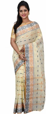 Desh Bidesh Printed Tant Handloom Pure Cotton Saree(Multicolor)