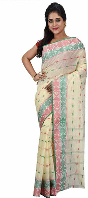 Desh Bidesh Printed Tant Handloom Pure Cotton Saree(Multicolor)