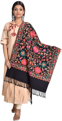 Kashmiri queen Wool Embroidered Women Shawl(Multicolor)