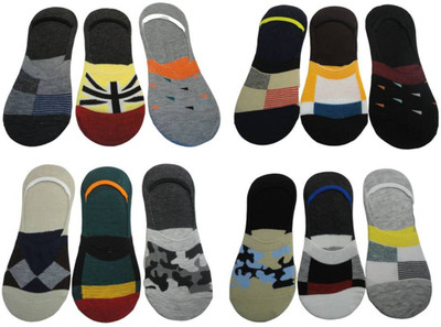 VOICI Men & Women Self Design Peds/Footie/No-Show(Pack of 12)