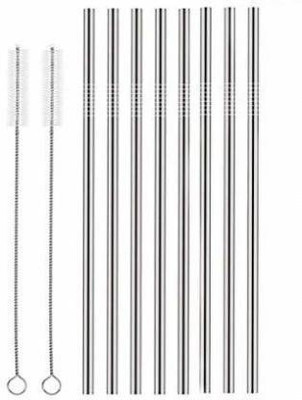 BANQLYN Straight Drinking Straw(Silver, Pack of 8)