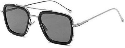 PIRASO Rectangular Sunglasses(For Men & Women, Silver, Black)