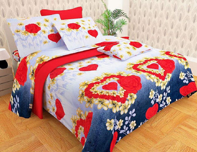 DreamInno Creations 144 TC Microfiber Double Abstract Flat Bedsheet(Pack of 1, Multicolor)