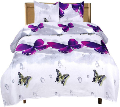 CHAWLA TEXTILE 144 TC Microfiber Double 3D Printed Flat Bedsheet(Pack of 1, Multicolor)