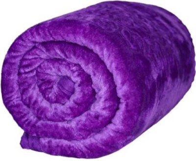 MANVIKA Floral Double Mink Blanket for  AC Room(Woollen Blend, Blue)